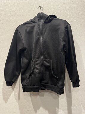 Kids Black Ski Jacket with Built-In Face Mask Hood